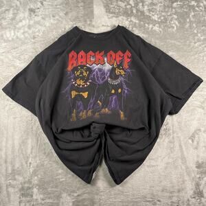 DOM Back Off Distressed T Shirt Mens 3XL Black Dogs Lightning Graphic Tee Casual